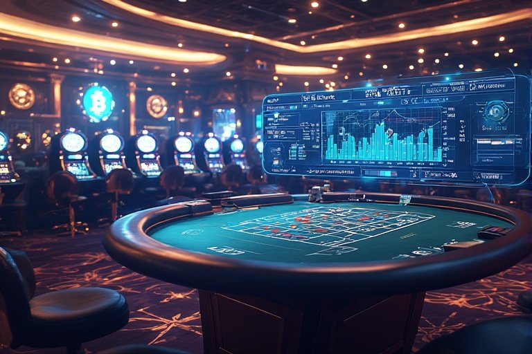 Live baccarat betting environment with a fast USDT crypto transaction visualized as real-time data flow