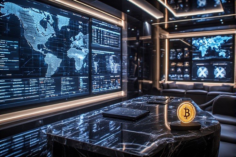 하이롤러를 위한 AI 분석 시스템과 USDT 자금 관리 화면이 어우러진 럭셔리 배팅 환경 이미지